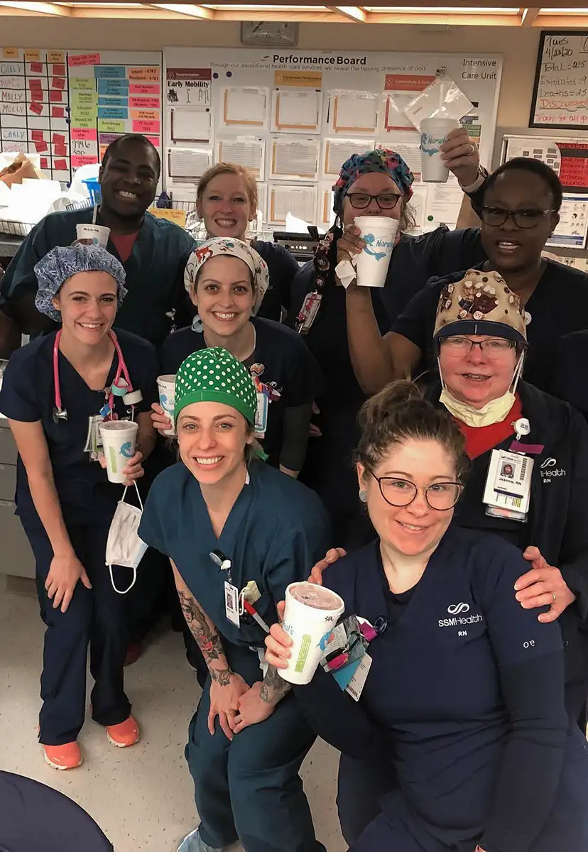 Nurses holding frozen cocktails